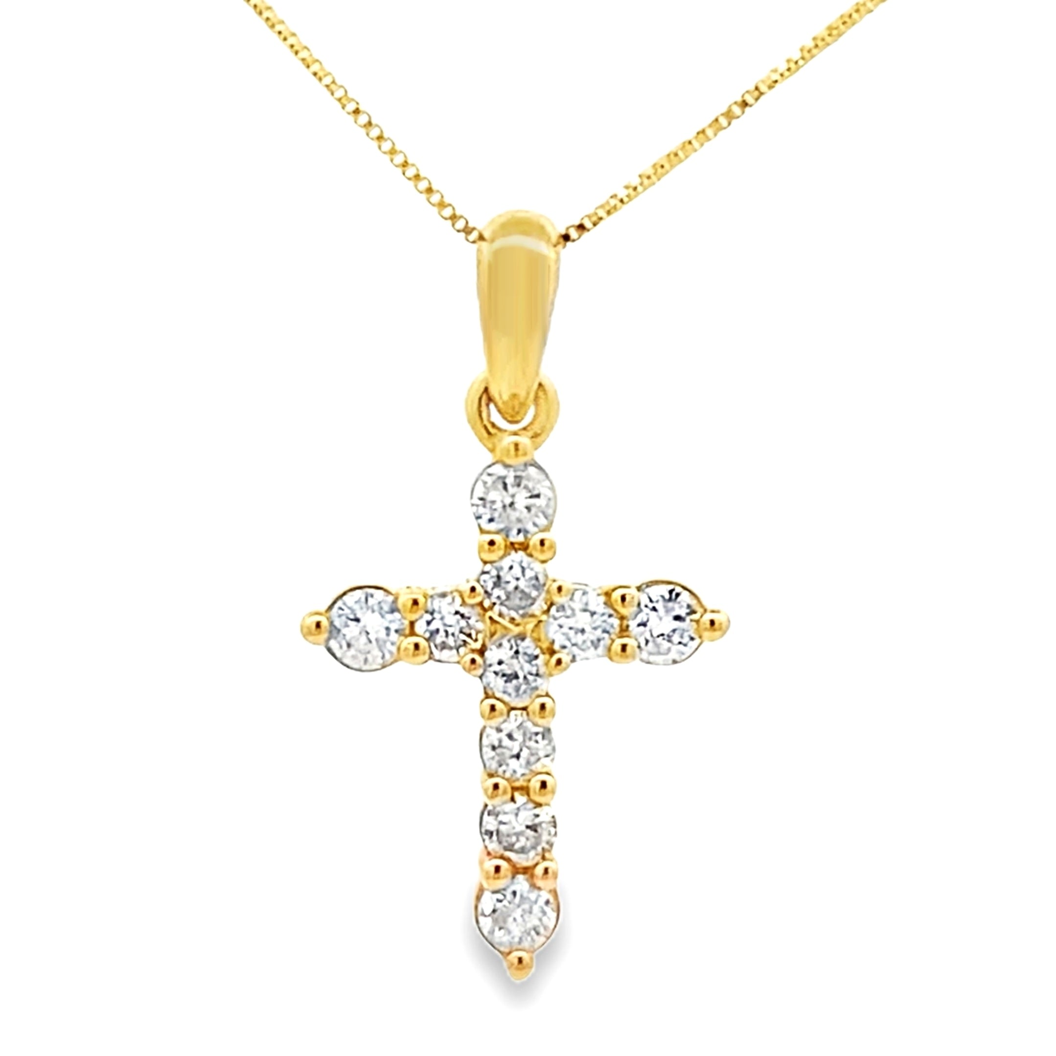 .23ct Diamond Cross Religious Pendant 14KT Yellow Gold