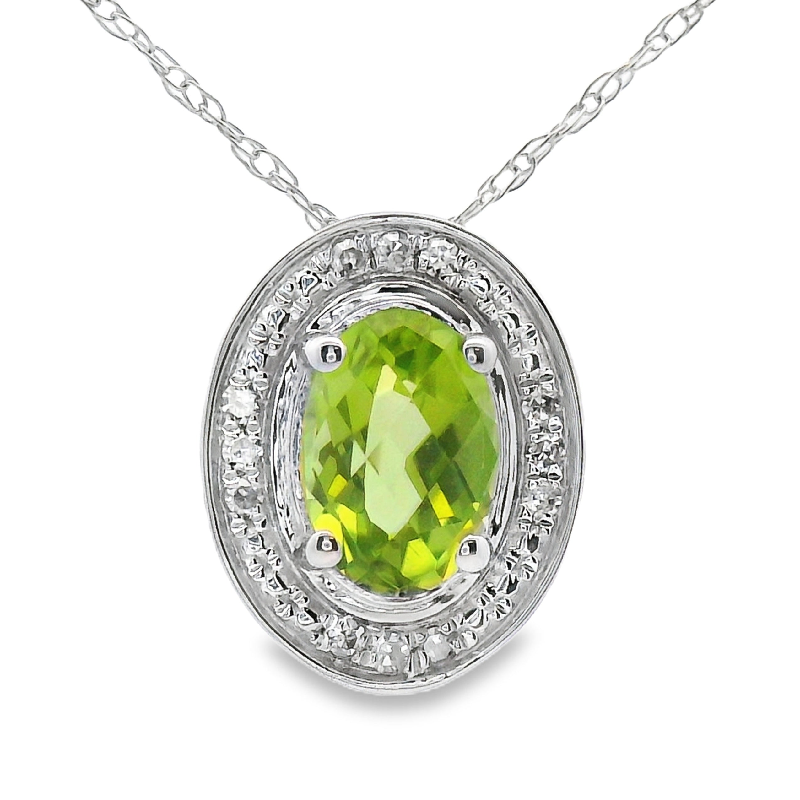 .52ct Peridot Diamond Fashion Pendants 10KT White Gold