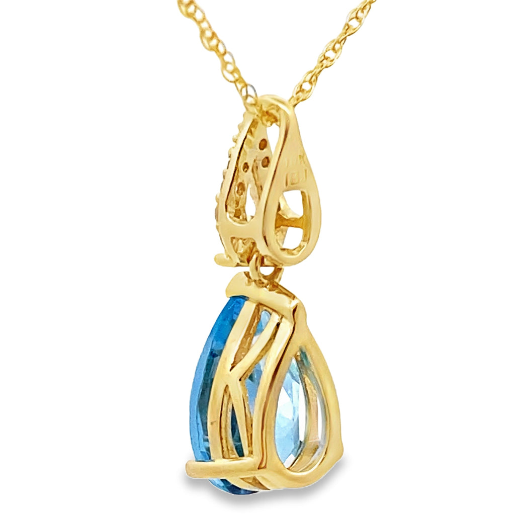 Blue Topaz Diamond Fashion Pendants 10KT Yellow Gold