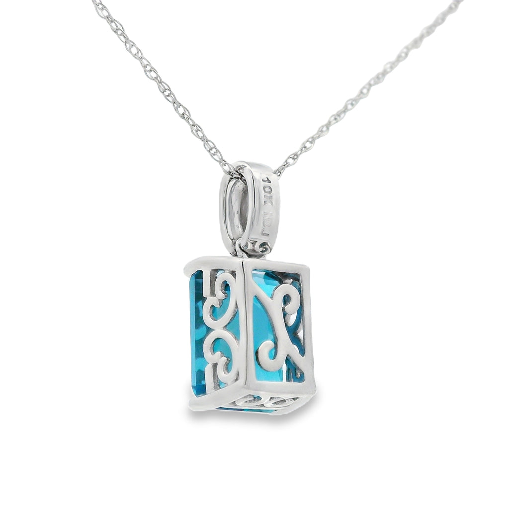 London Blue Topaz Fashion Pendants 10KT White Gold