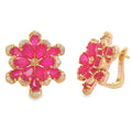 11.90ct Ruby Diamond Dangle Earrings 14KT Yellow Gold