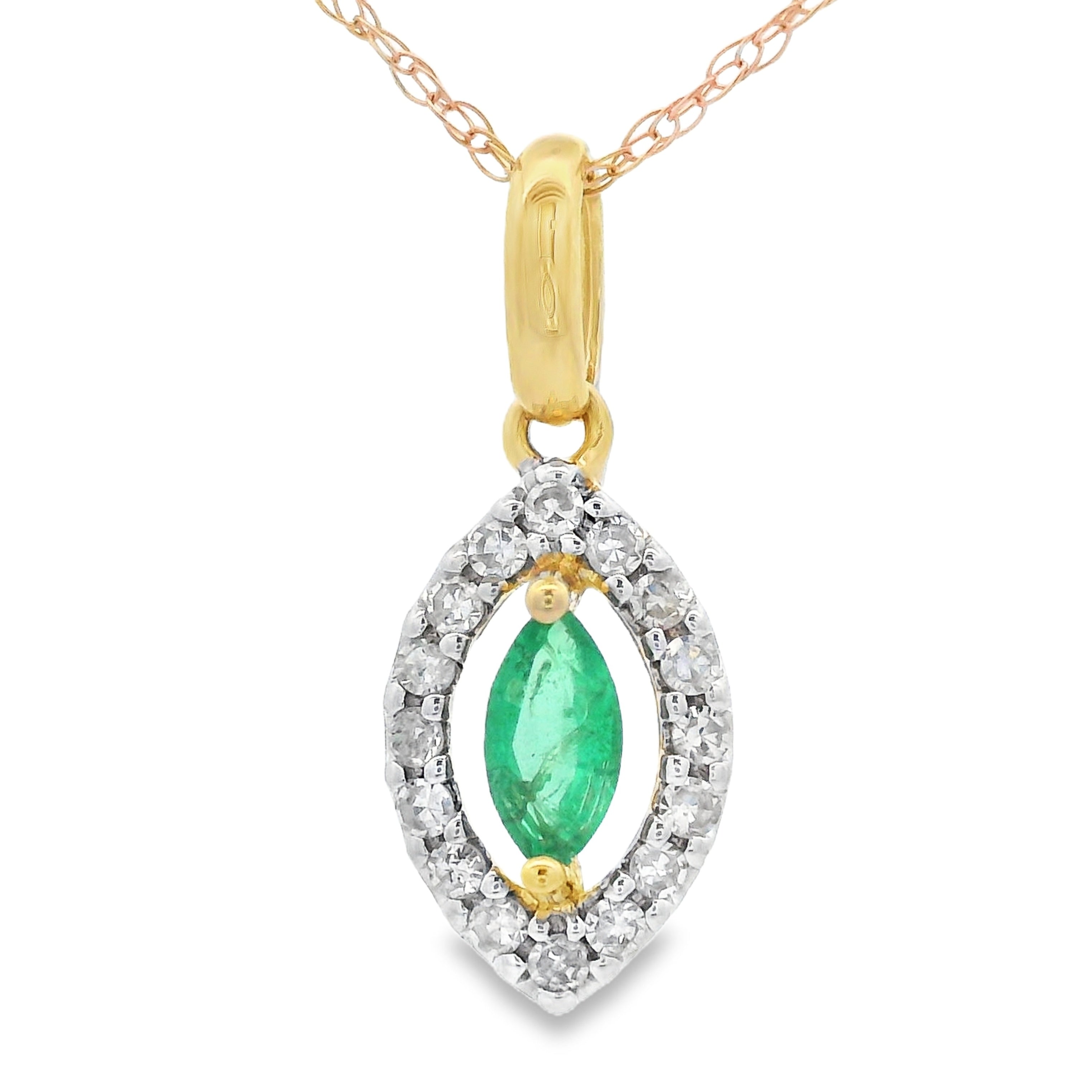 .21ct Emerald Diamond Fashion Pendants 10KT Yellow Gold