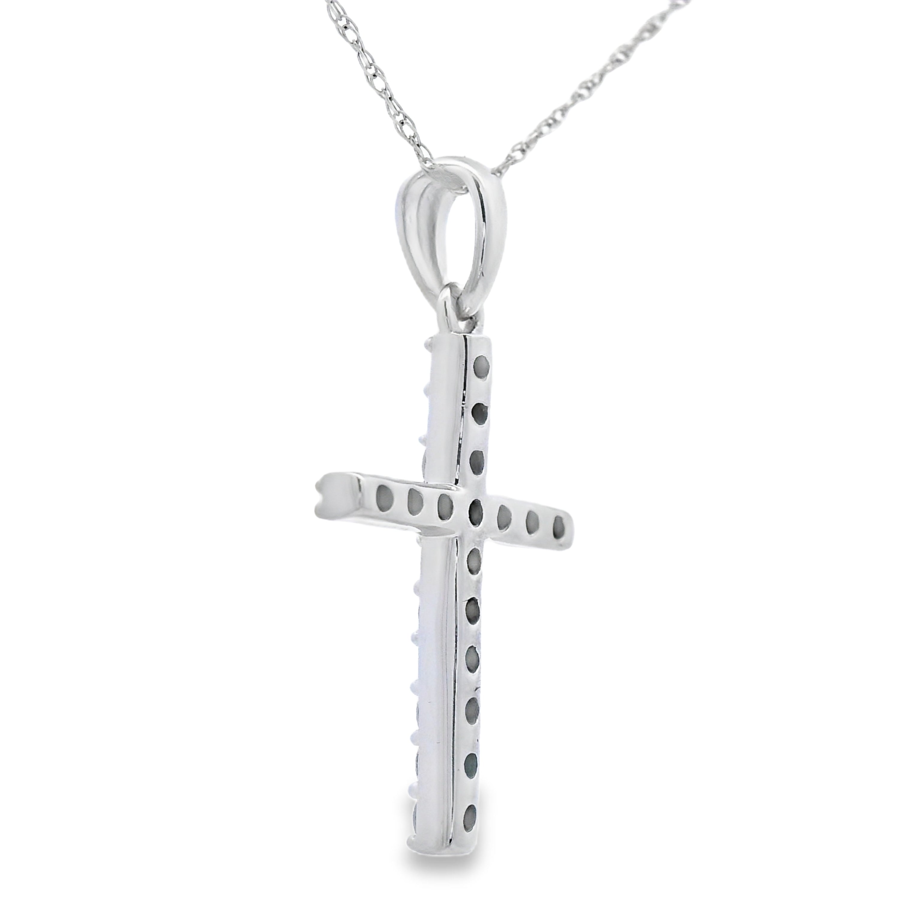 .30ct Diamond Cross Religious Pendant 14KT White Gold