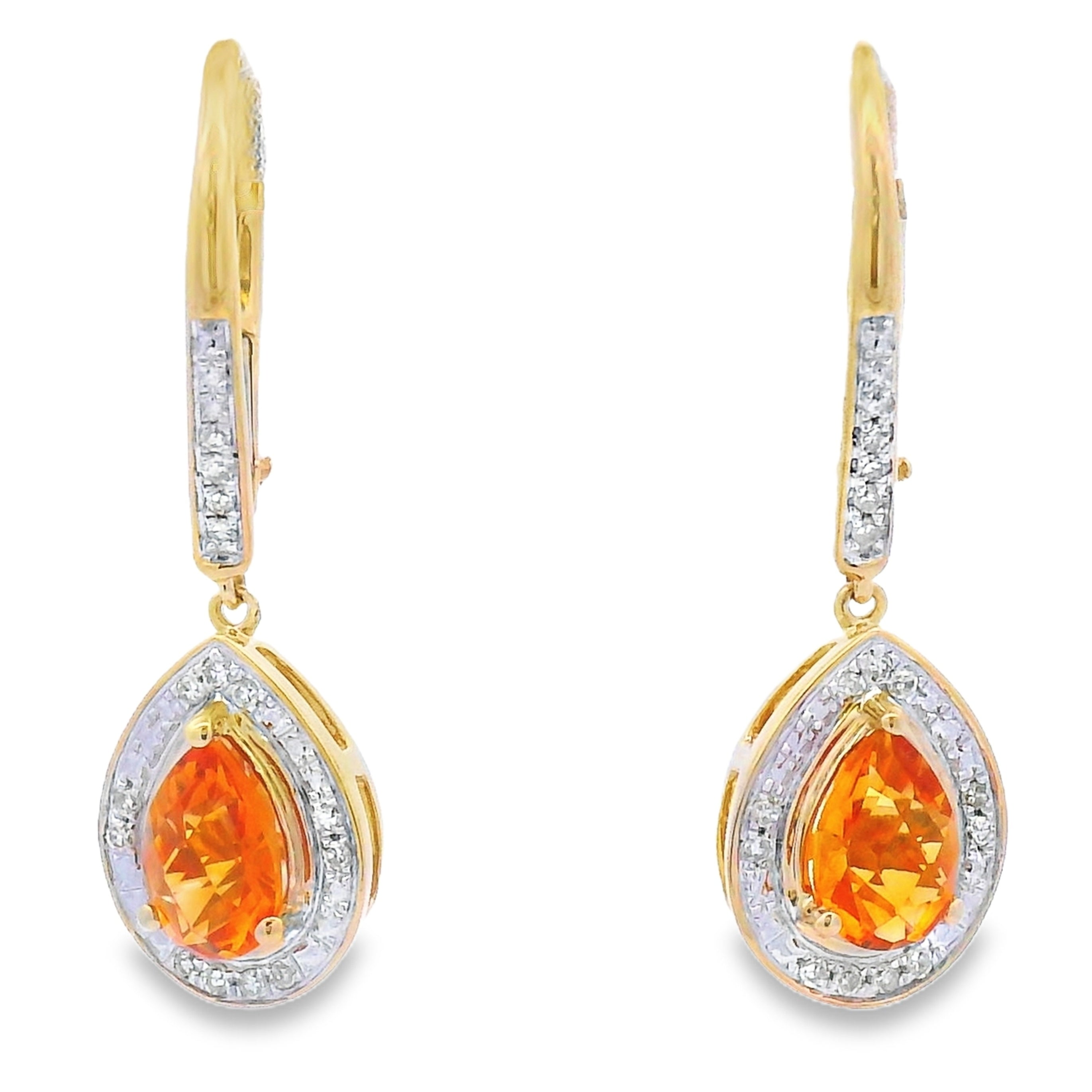 .88ct Amethyst Diamond Dangle Earrings 10KT Yellow Gold