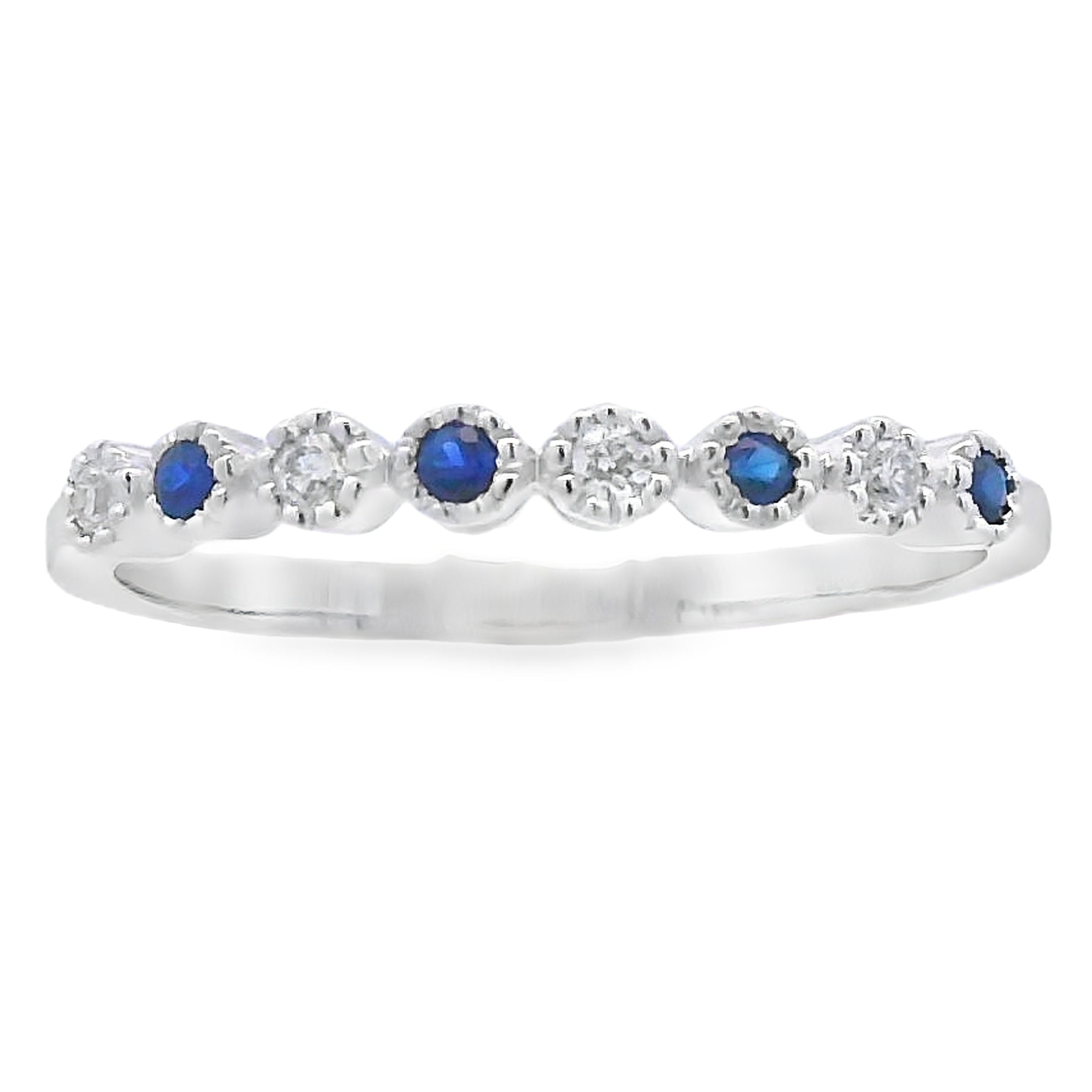 Sapphire Diamond stackable band set 14KT White Gold