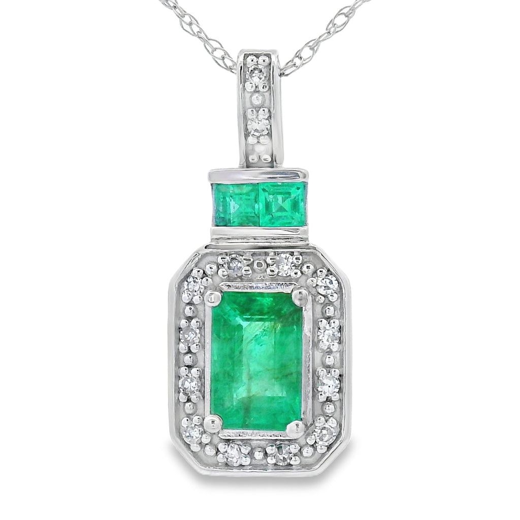 .64ct Emerald Diamond Fashion Pendants 14KT White Gold