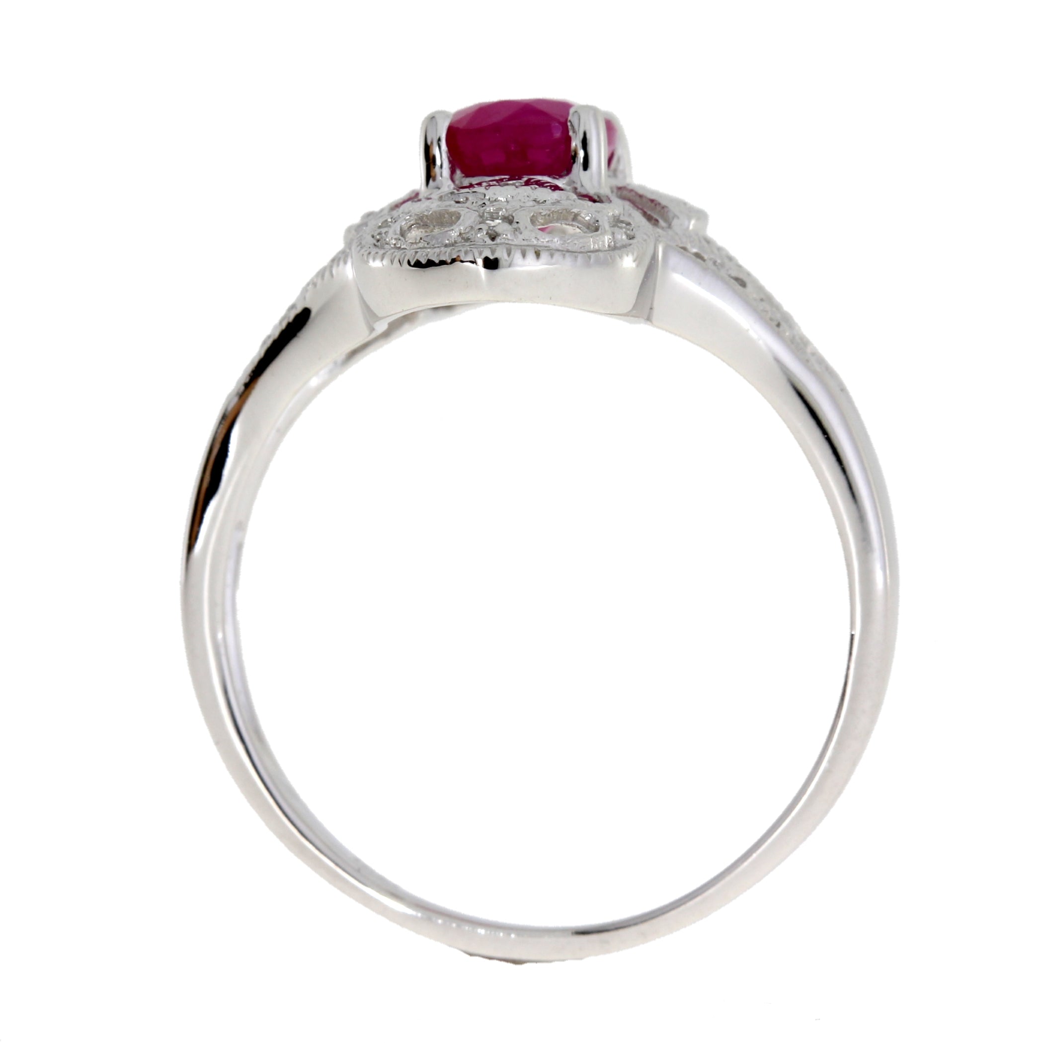 1.05ct Ruby Diamond Ring 10KT White Gold