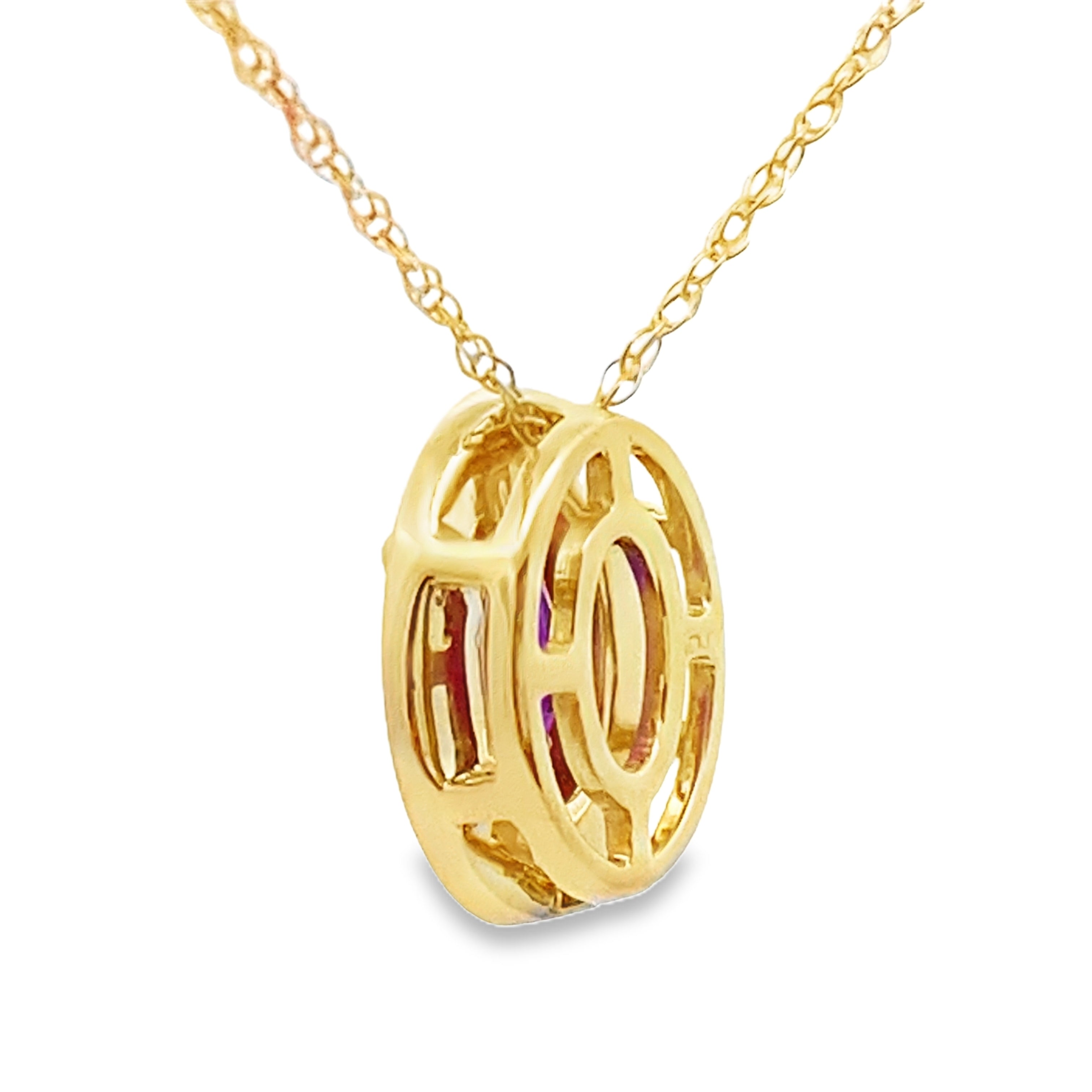Amethyst Diamond Fashion Pendants 10KT Yellow Gold