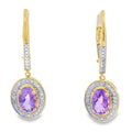 .98ct Amethyst Diamond Dangle Earrings 10KT Yellow Gold