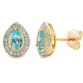 .57ct Blue Topaz Diamond Stud Earrings 10KT Yellow Gold