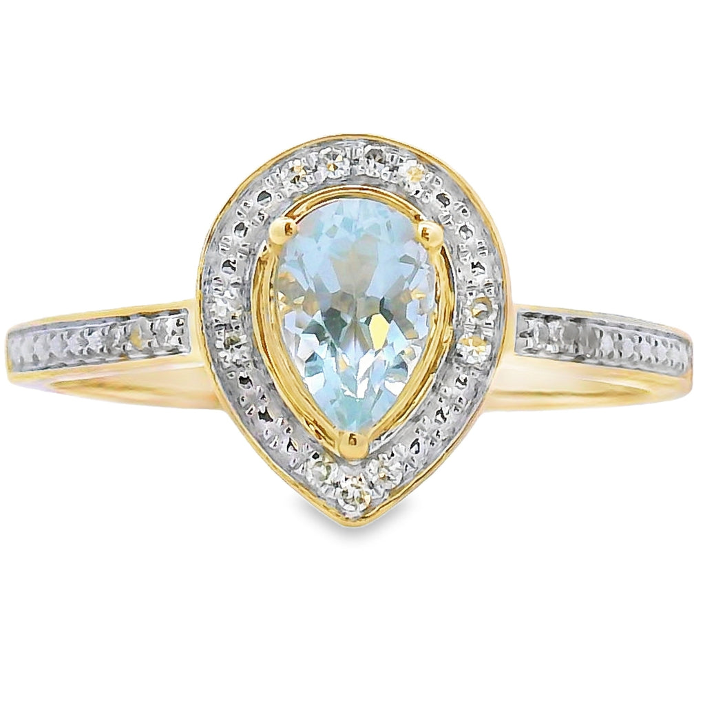 .39ct Aquamarine Diamond Ring 10KT Yellow Gold
