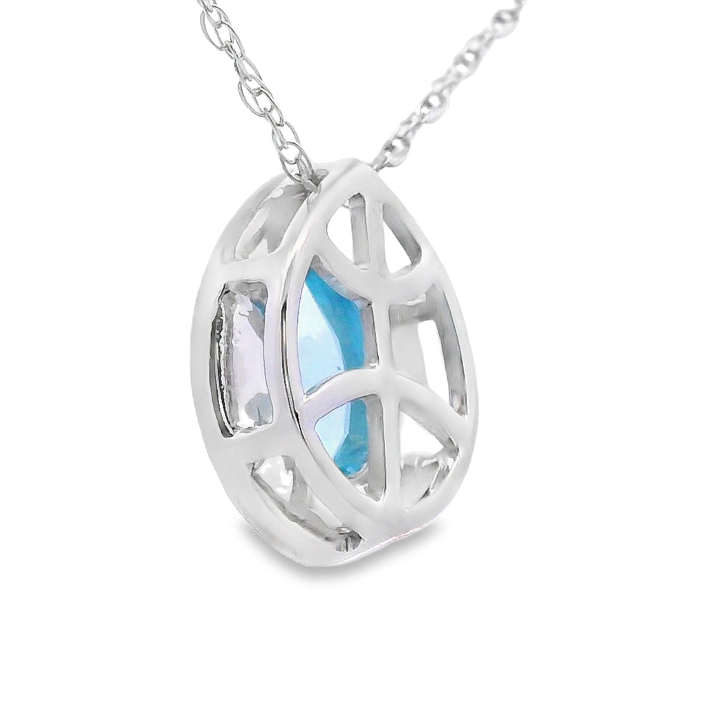 Blue Topaz Diamond Fashion Pendants 10KT White Gold