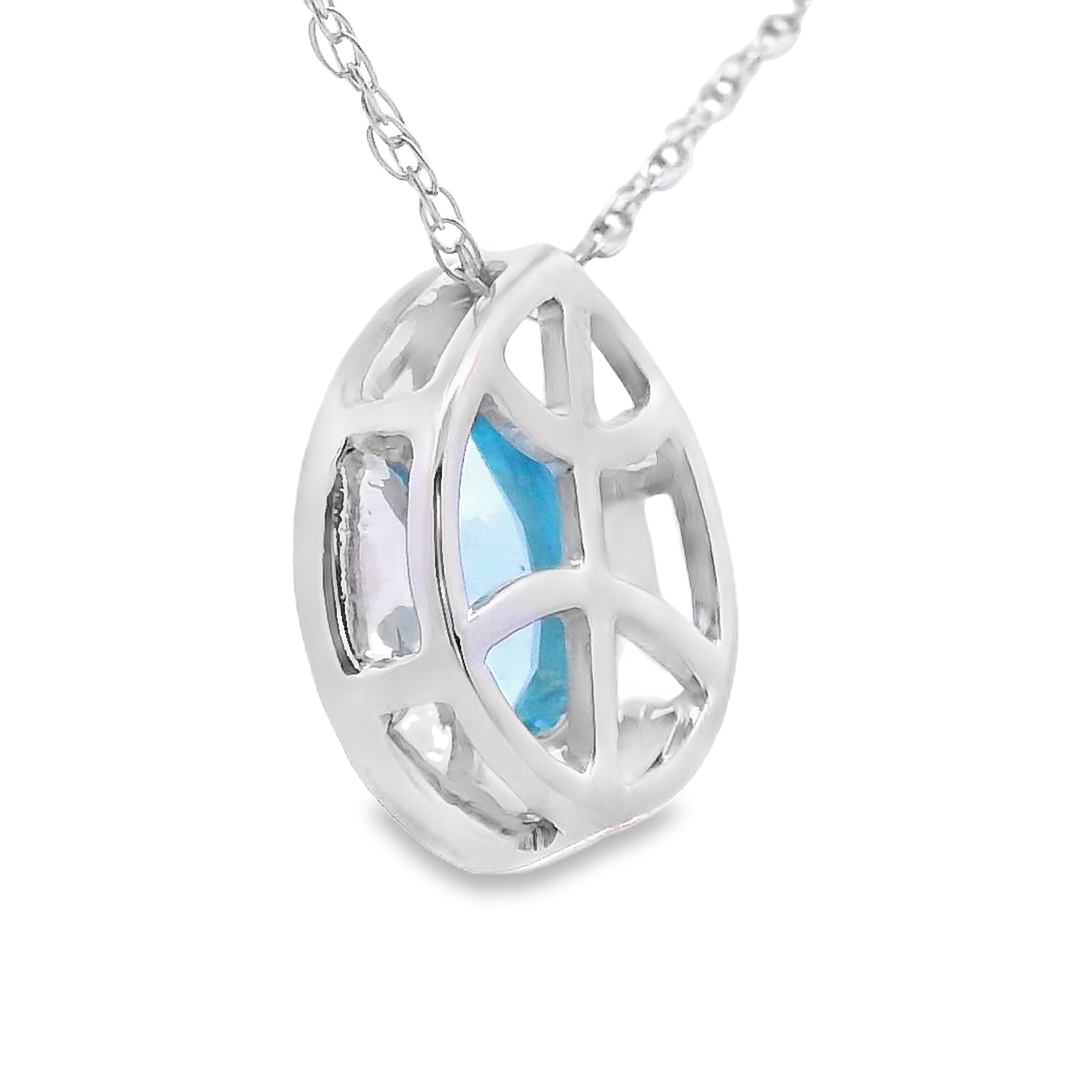 Blue Topaz Diamond Fashion Pendants 10KT White Gold
