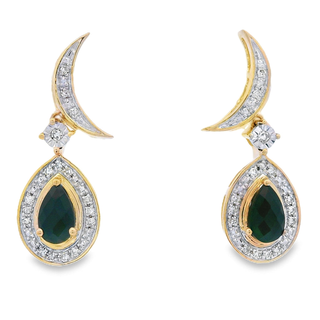 .55ct Onyx Diamond Dangle Earrings 10KT Yellow Gold