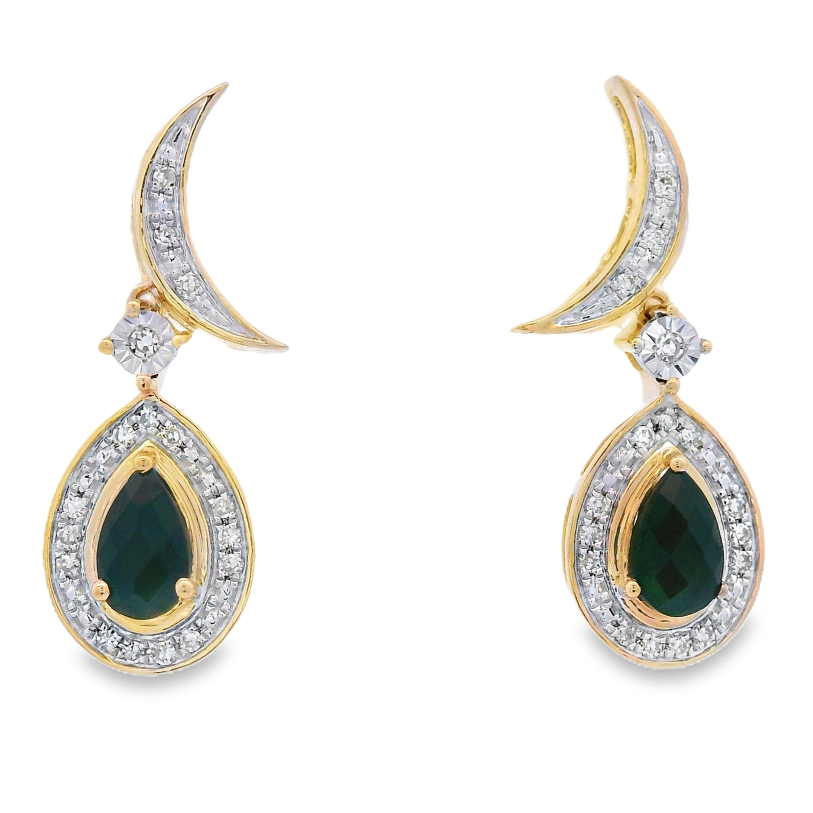 .55ct Onyx Diamond Dangle Earrings 10KT Yellow Gold