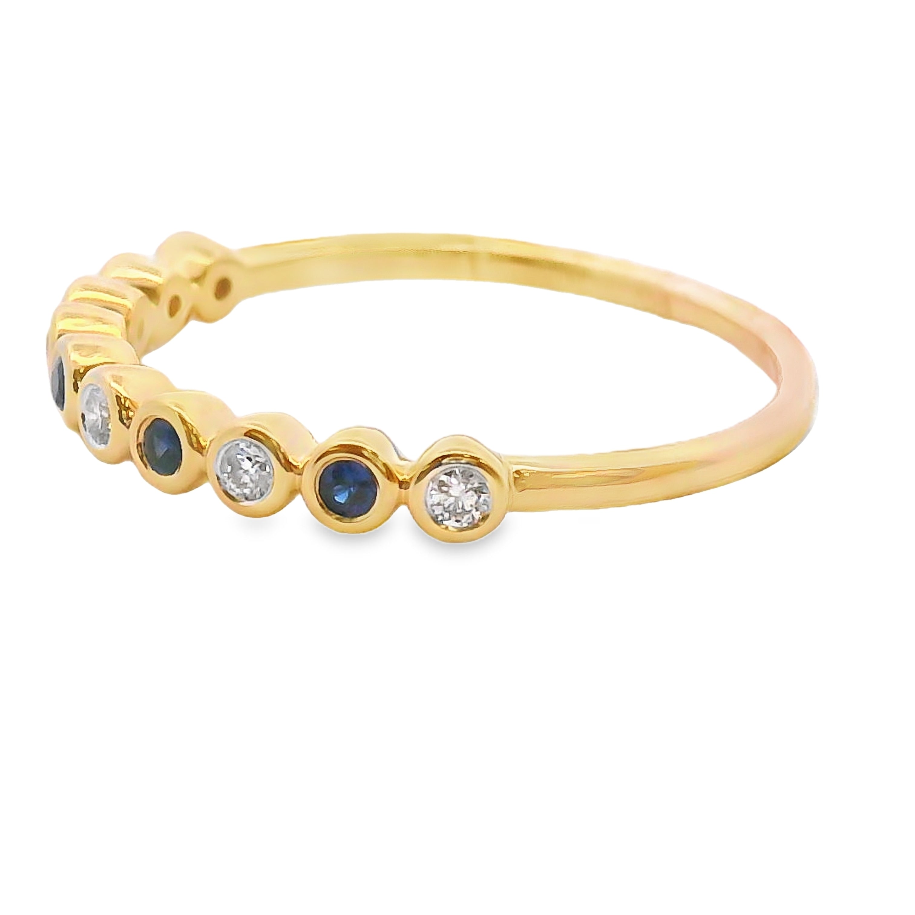 Sapphire Diamond stackable band set 14KT Yellow Gold