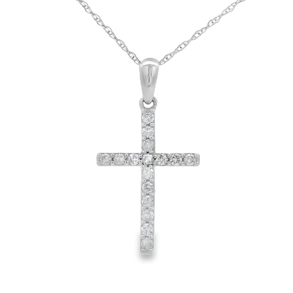 .19ct Diamond Cross Religious Pendant 14KT White Gold