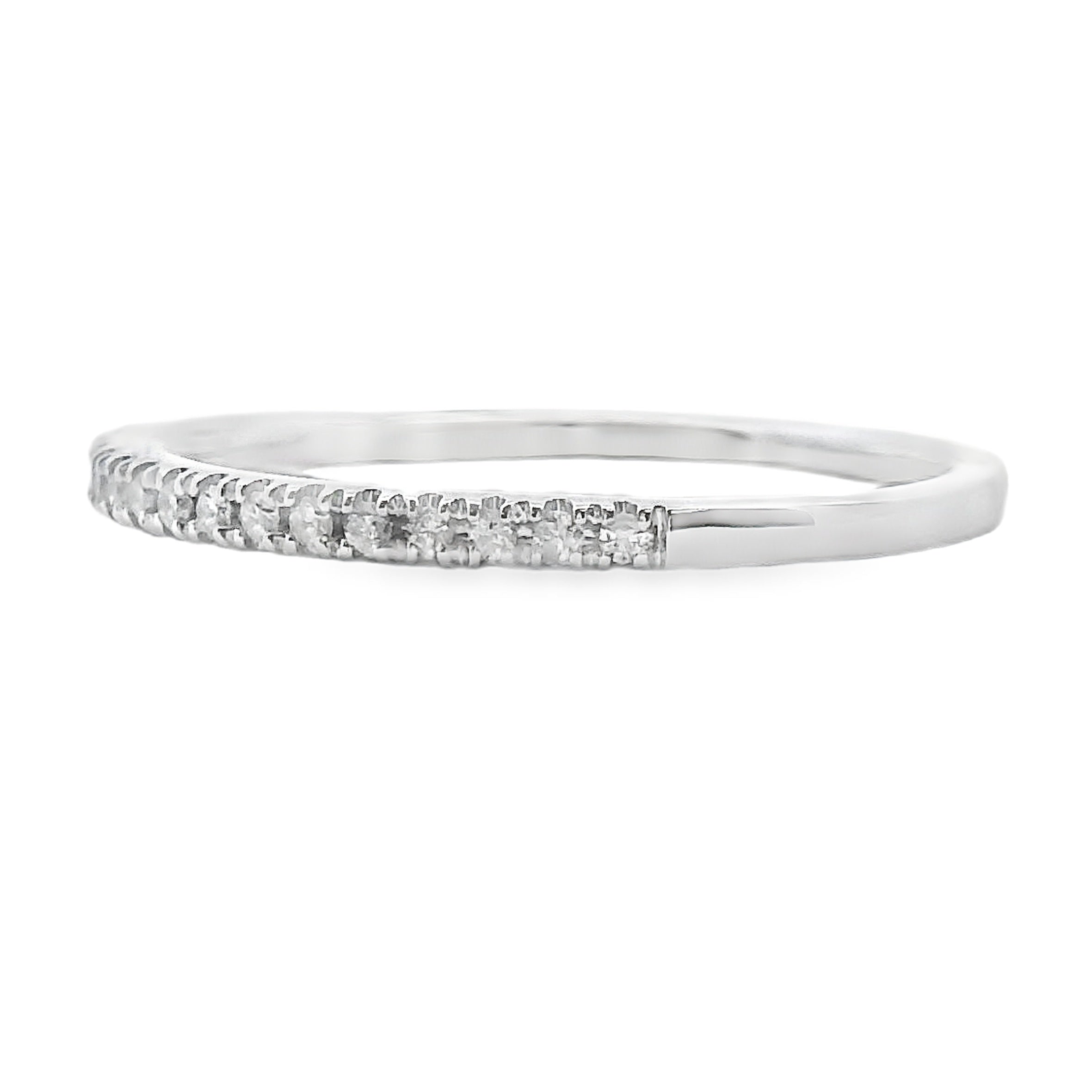 Genuine .13ct Diamond Wedding Band Ring 10KT White Gold
