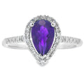 .98ct Amethyst Diamond Ring 14KT White Gold