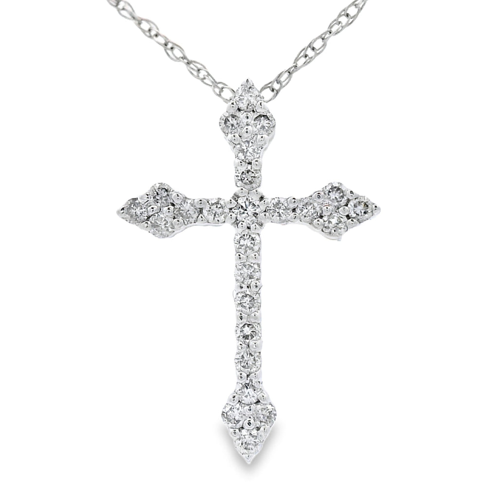 .16ct Diamond Cross Religious Pendant 14KT White Gold