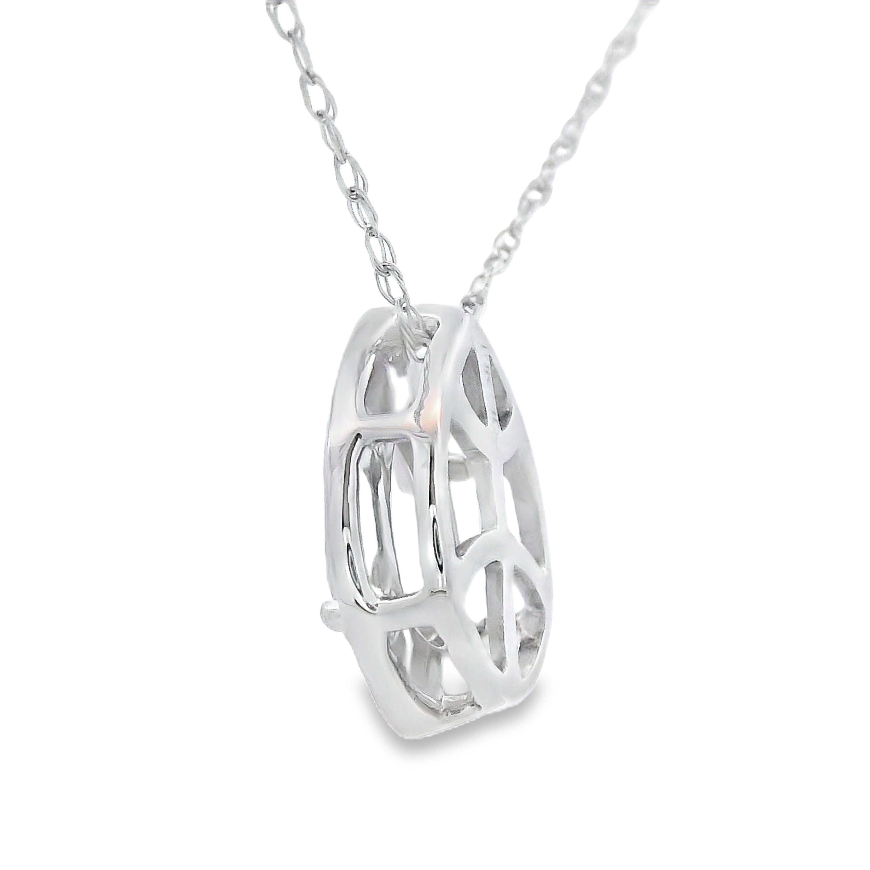 Rose Quartz Diamond Fashion Pendants 10KT White Gold