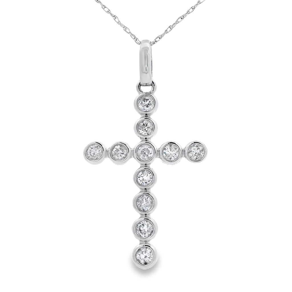 .50ct Diamond Cross Religious Pendant 14KT White Gold