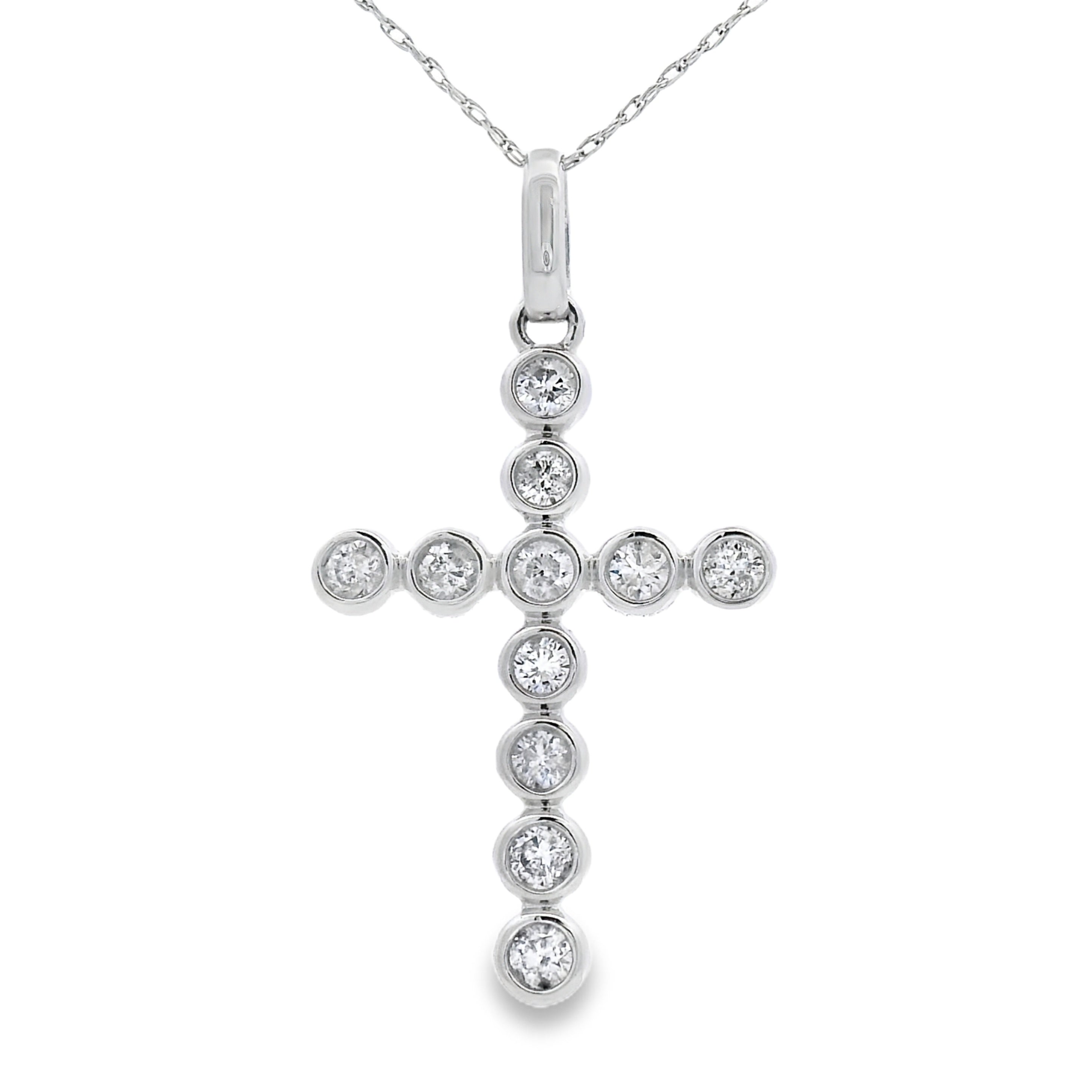 .50ct Diamond Cross Religious Pendant 14KT White Gold