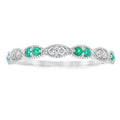 Emerald Diamond stackable band set 14KT White Gold