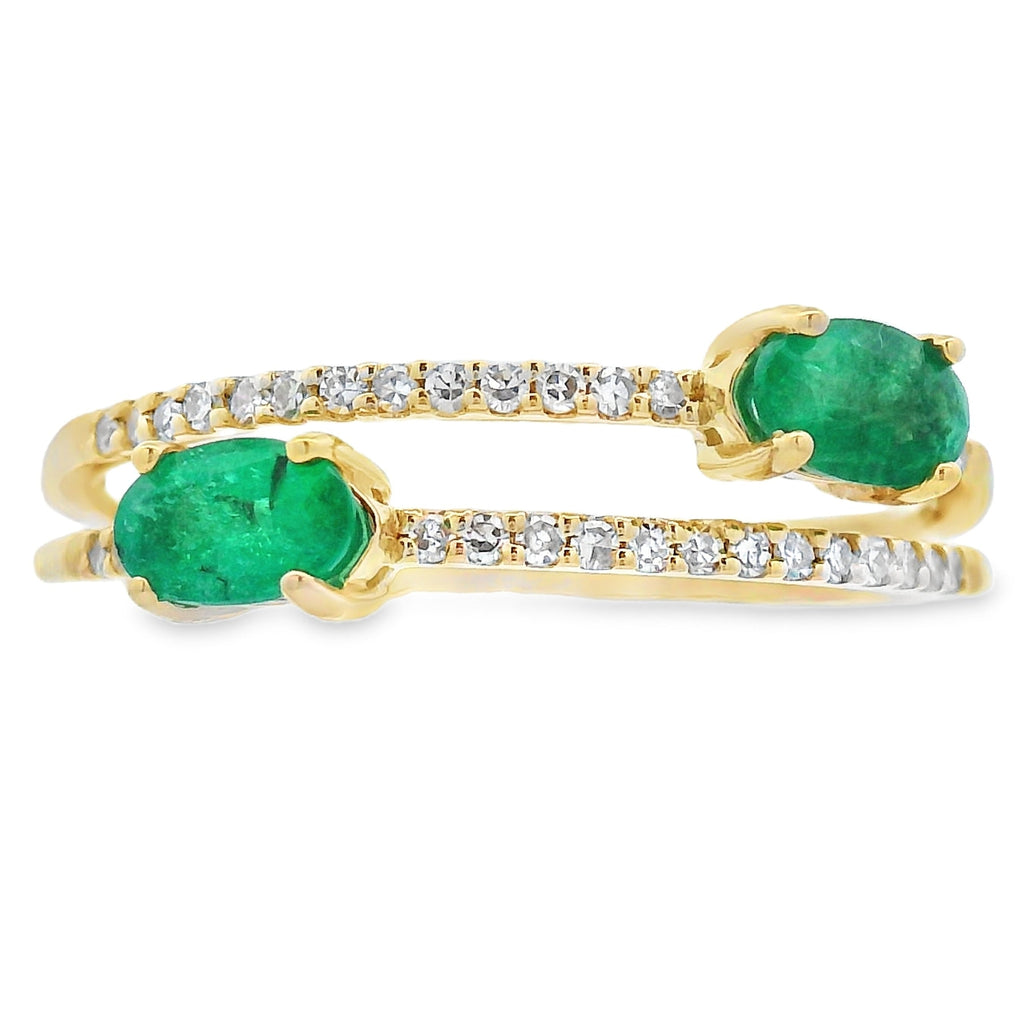Natural .57ct Emerald Diamond Ring 14KT Yellow Gold