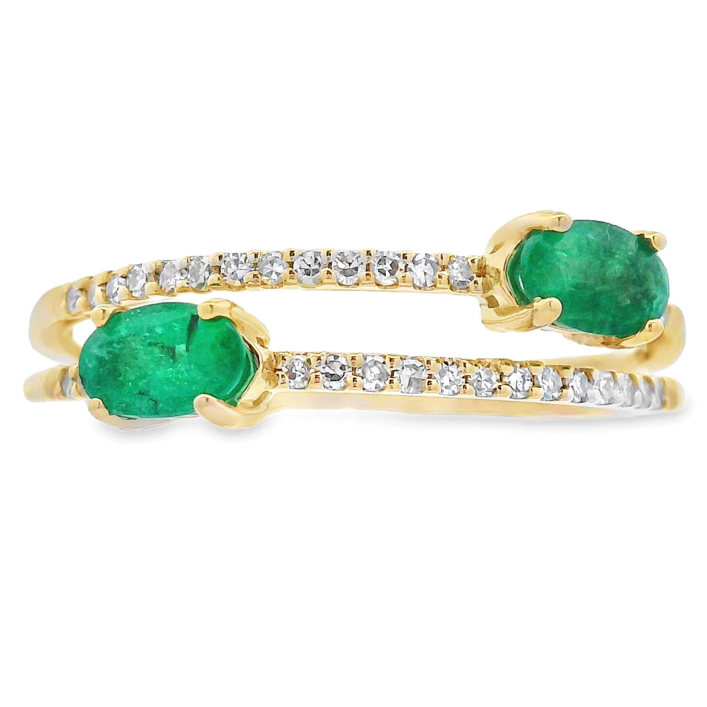 Natural .57ct Emerald Diamond Ring 14KT Yellow Gold