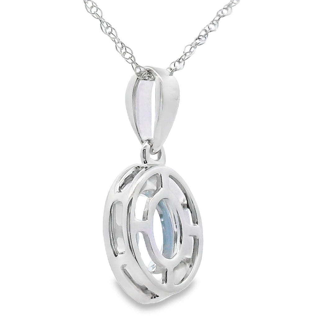 Aquamarine Diamond Fashion Pendants 10KT White Gold