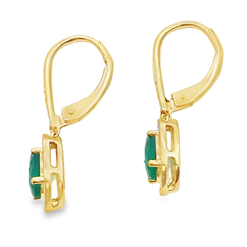 Chalcedony Diamond Dangle Earrings 10KT Yellow Gold
