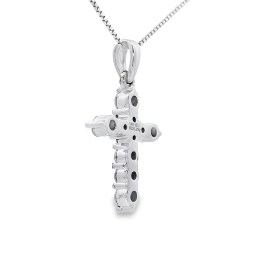 .30ct Diamond Cross Religious Pendant 14KT White Gold