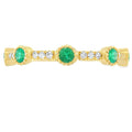 Emerald Diamond stackable band set 14KT Yellow Gold
