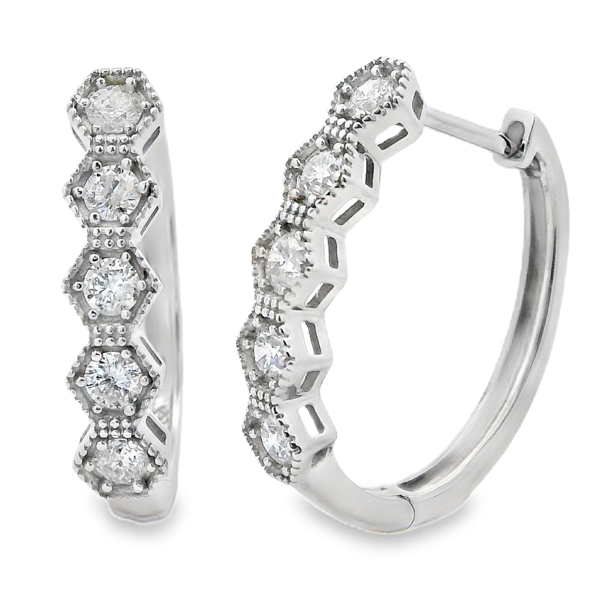 .50ct Diamond Hoop Earrings 14KT White Gold