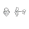 .06ct Diamond Heart Earrings Sterling Silver