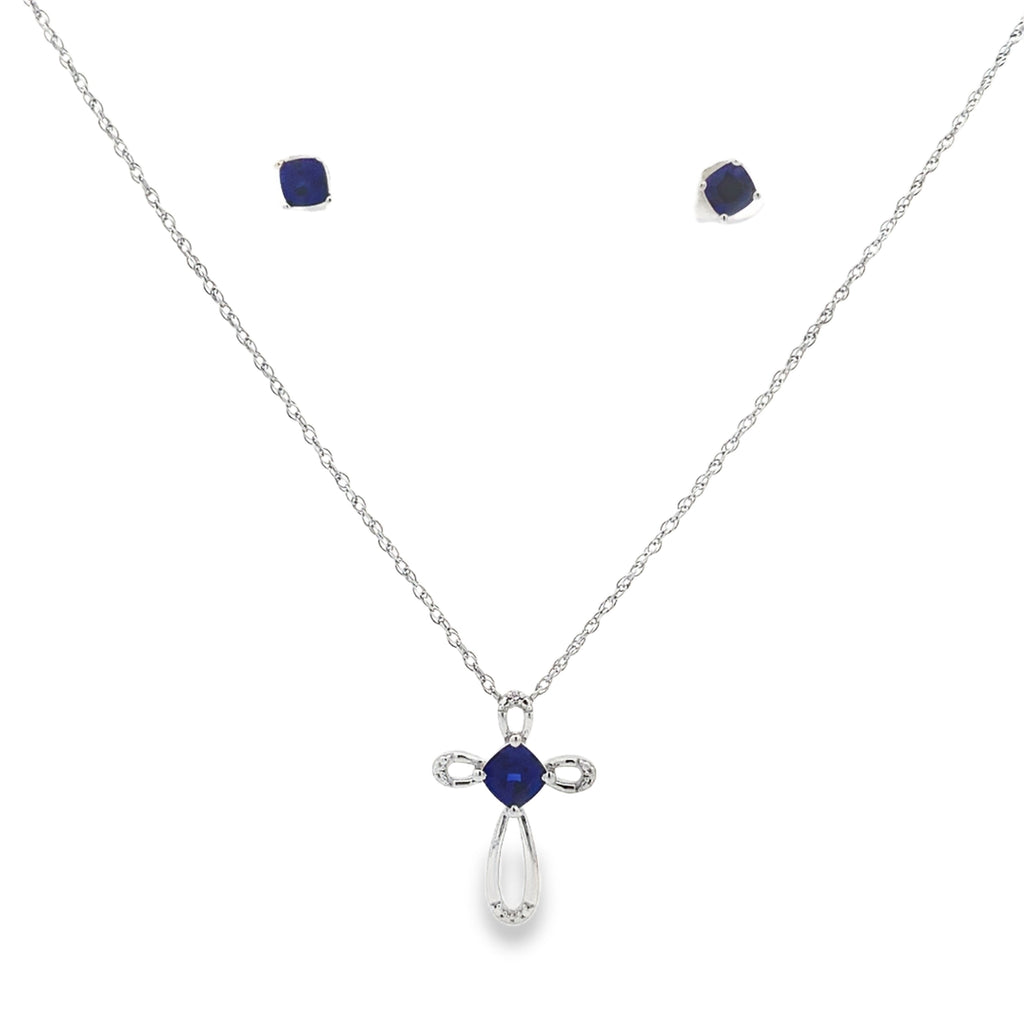 Created Sapphire Jewelry sets Sterling Silver