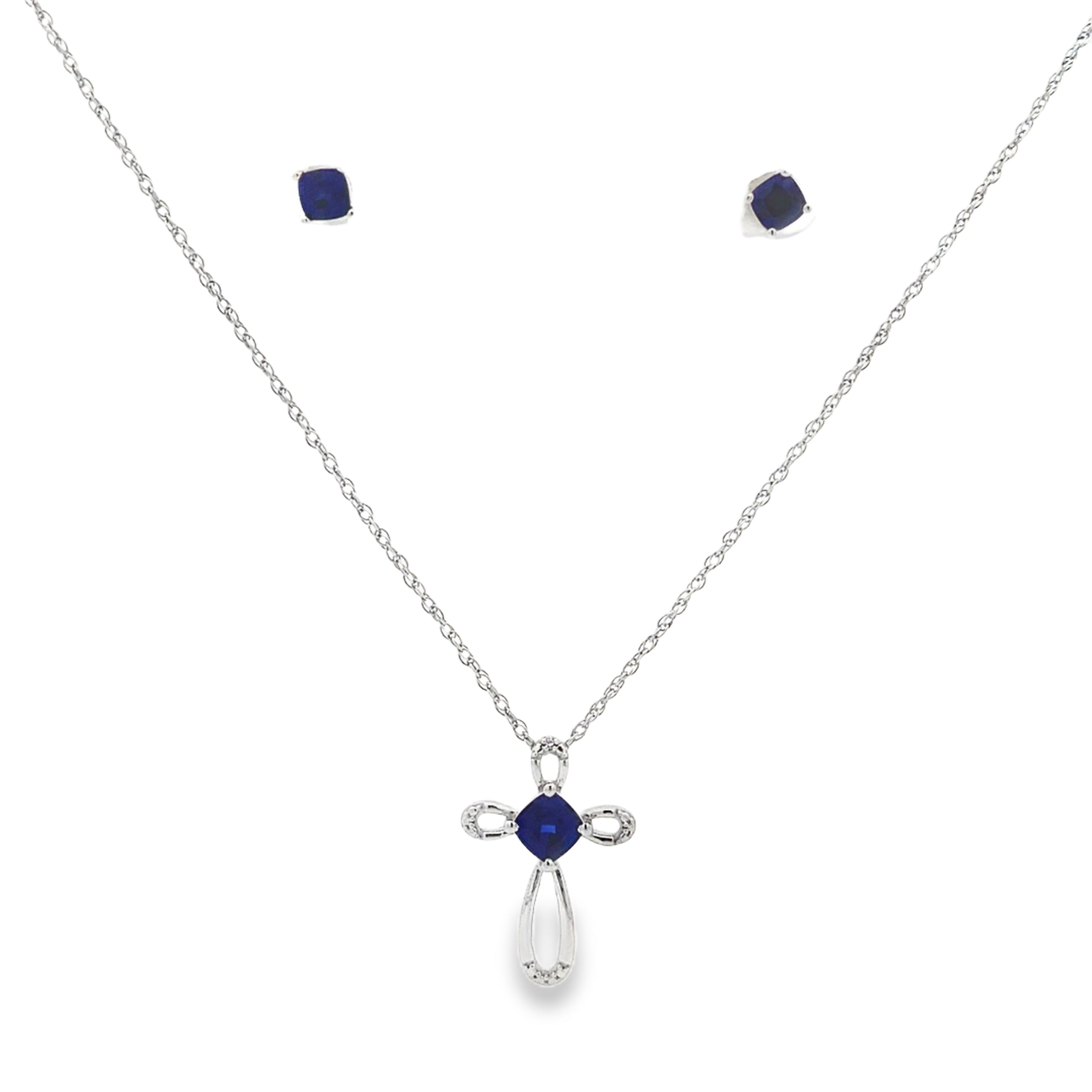 Created Sapphire Jewelry sets Sterling Silver
