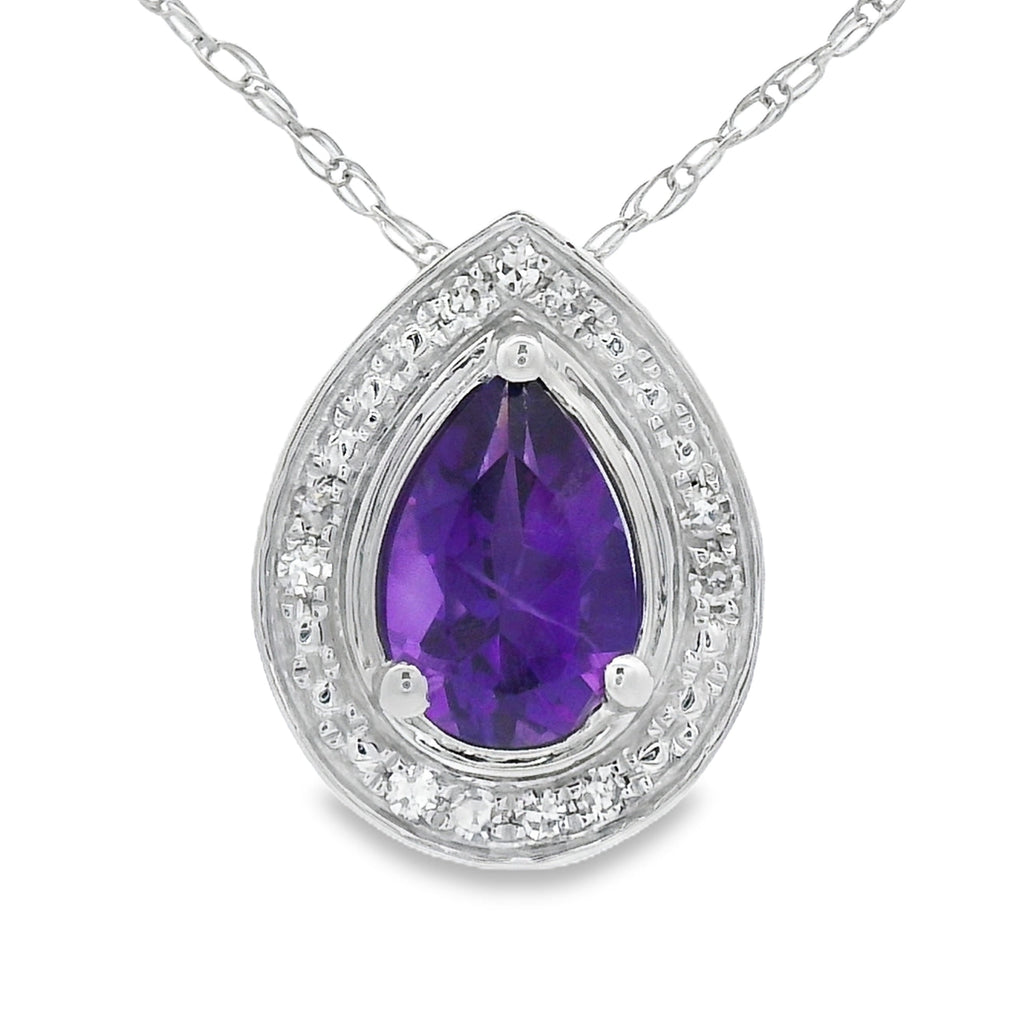 .37ct Amethyst Diamond Fashion Pendants 10KT White Gold