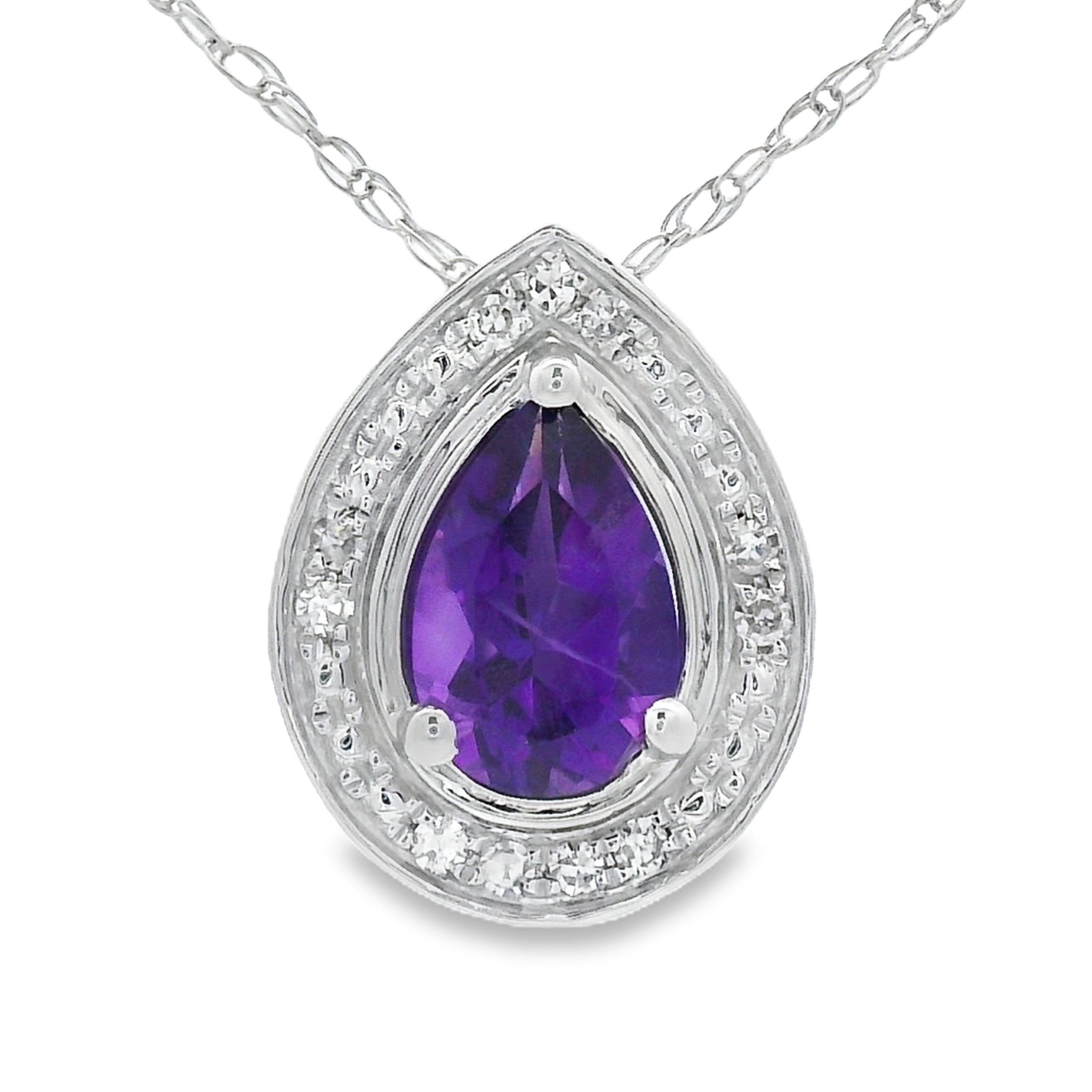 .37ct Amethyst Diamond Fashion Pendants 10KT White Gold