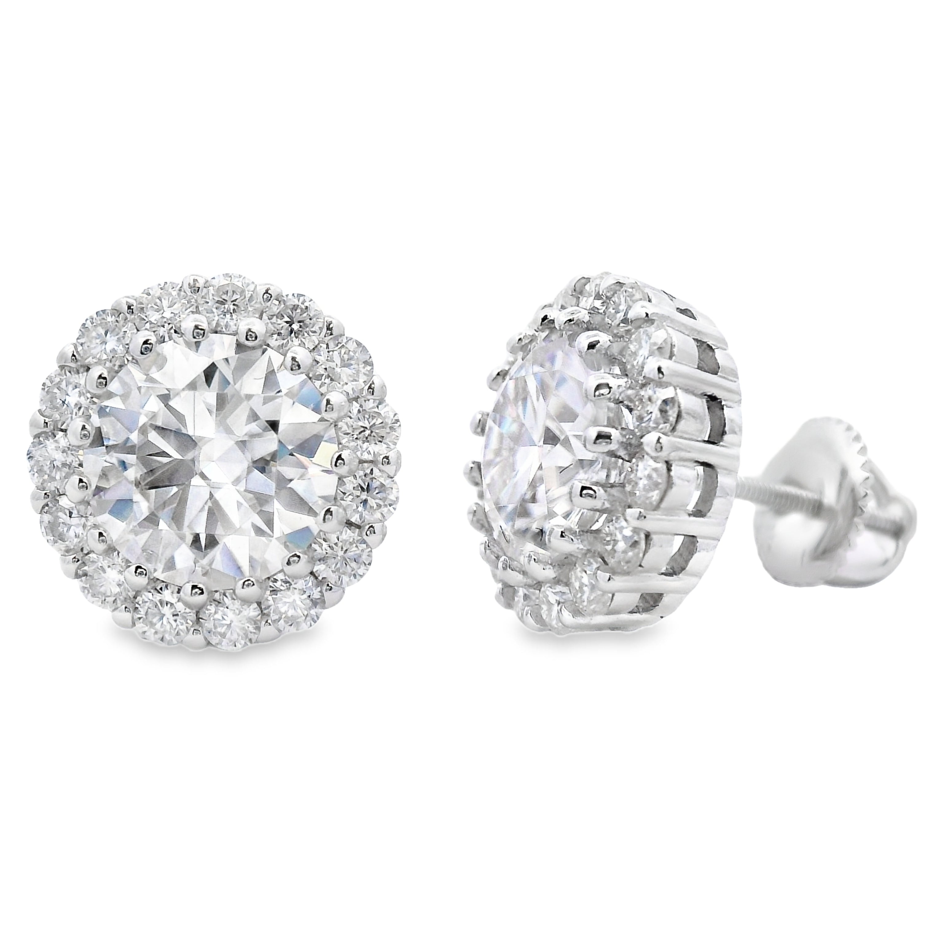 Natural 5.00ct Moissanite Stud Earrings Sterling Silver