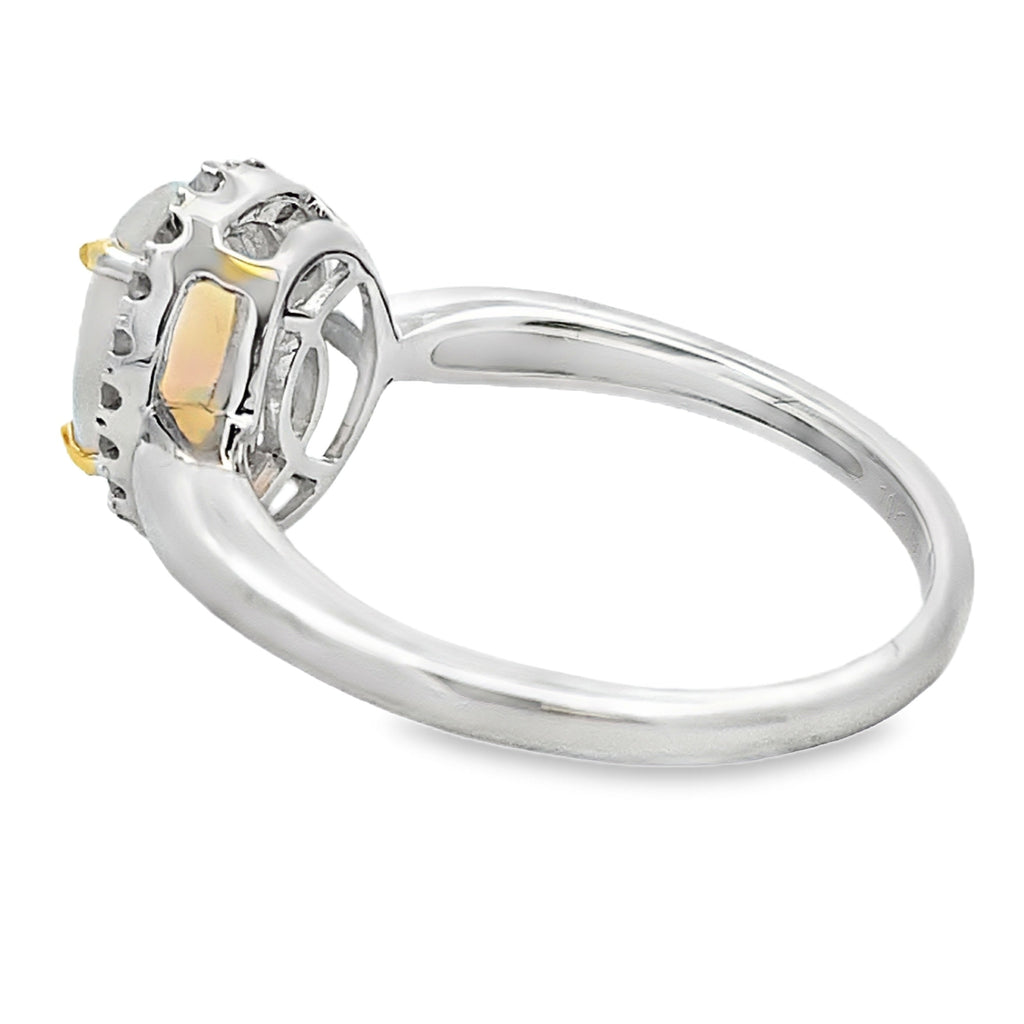 Natural .95ct Opal Diamond Ring 10KT White Gold