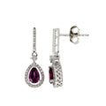 1.00ct Rhodolite Garnet Dangle Earrings 14KT White Gold