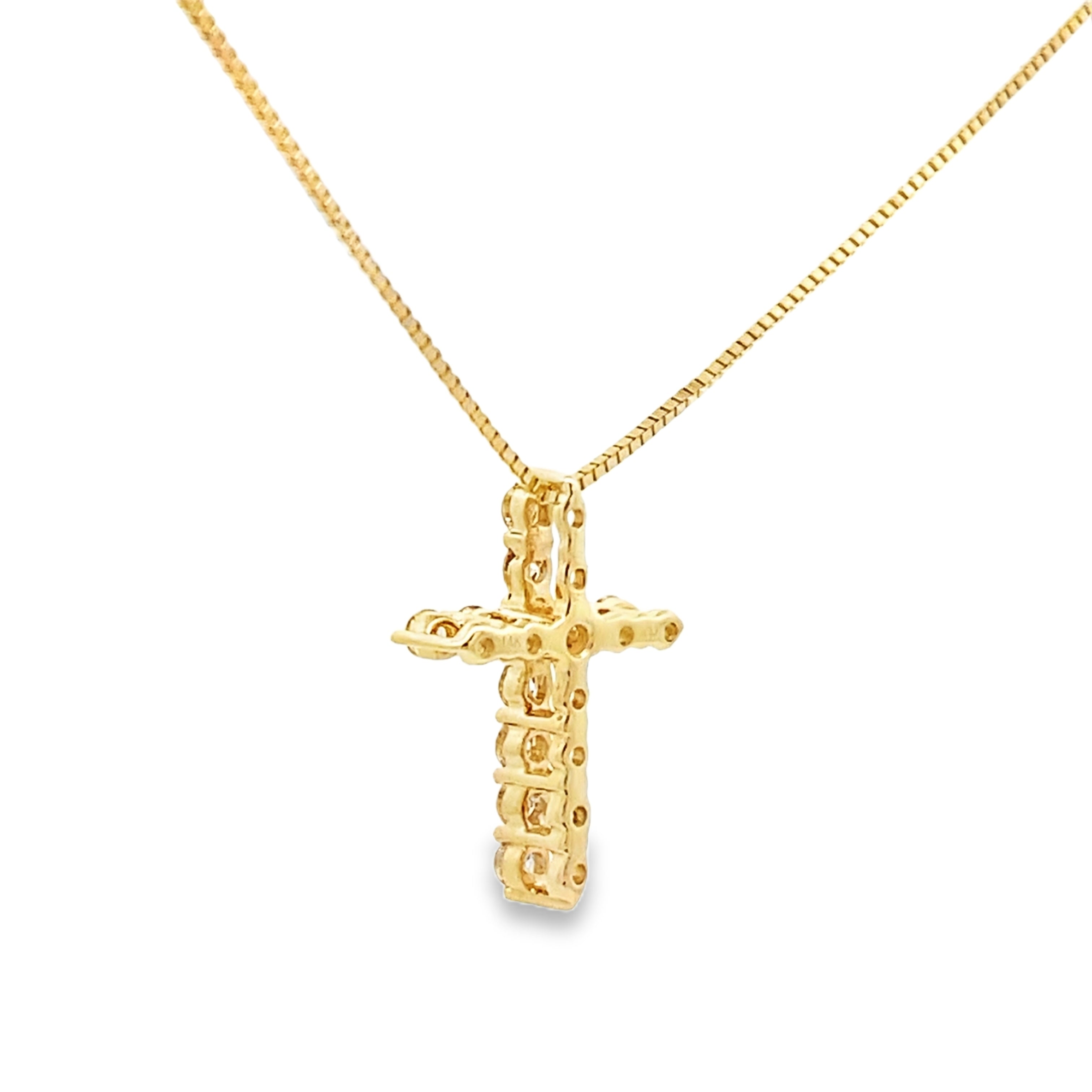 .15ct Diamond Cross Religious Pendant 14KT Yellow Gold