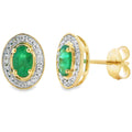 .38ct Emerald Diamond Earrings 10KT Yellow Gold
