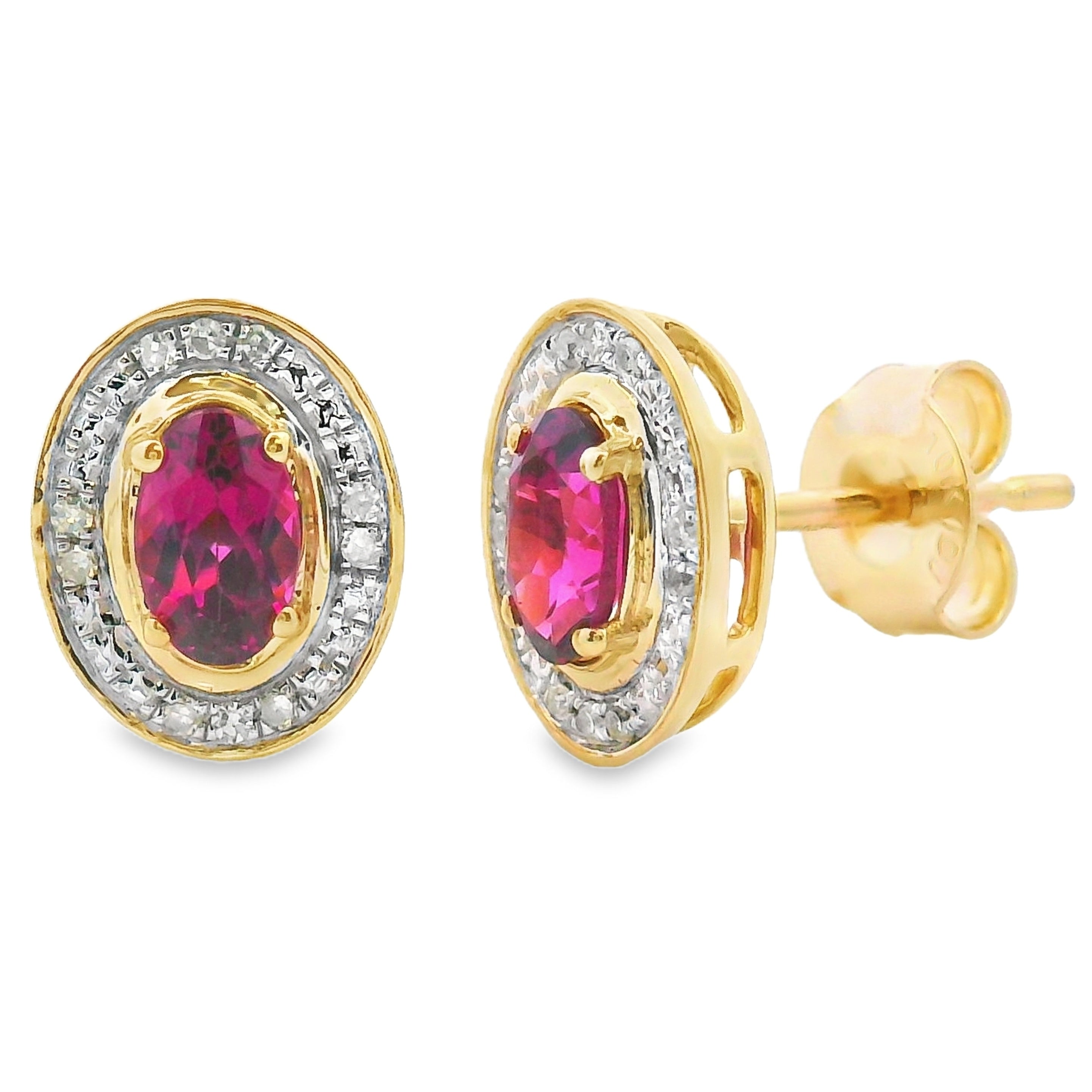 .67ct Garnet Diamond Earrings 10KT Yellow Gold