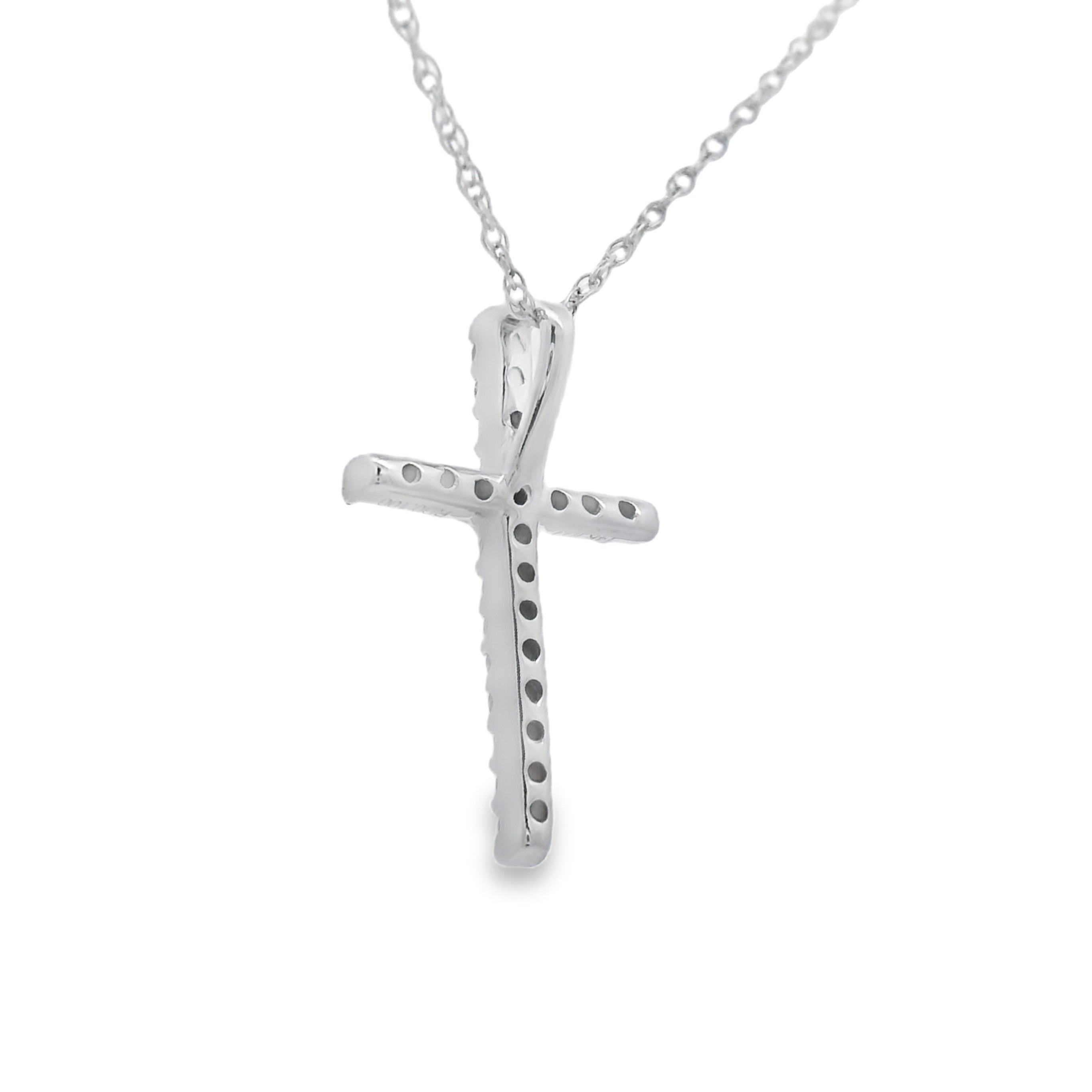 .10ct Diamond Cross Religious Pendant 14KT White Gold