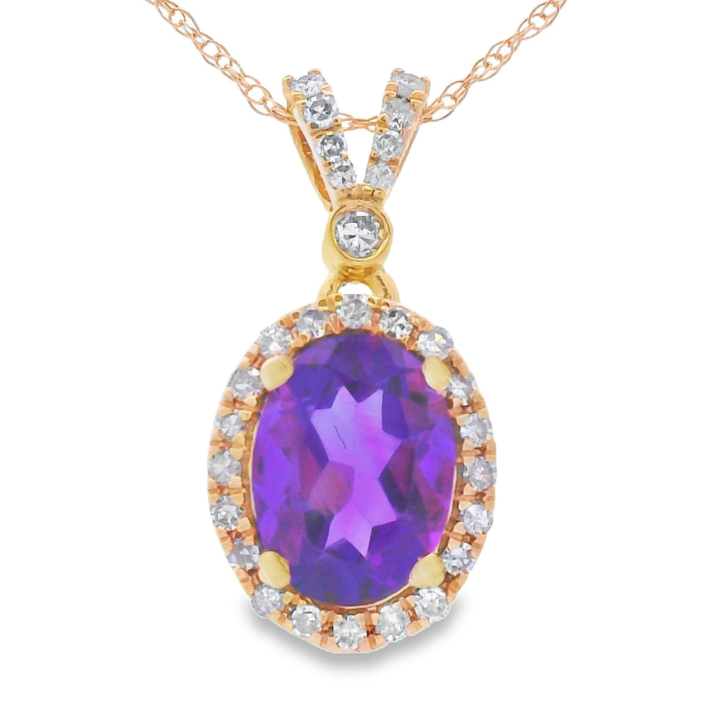 Amethyst Diamond Fashion Pendants 14KT Yellow Gold