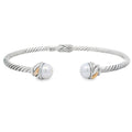 Pearl Bangle Bracelet Sterling Silver 18KT Gold