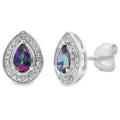 Mystic Fire Topaz Diamond Stud Earrings 10KT White Gold